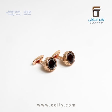 كبك رجالي دائري ذهبي بفص أسود