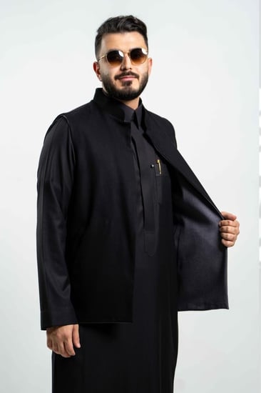 سديري جوخ دبل فيس رماديxأسود