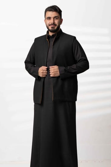 سديري دبل فيس جوخ مع قماش اسودxجملي