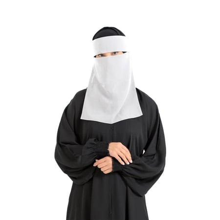 نقاب تندة اسلامي  ماركة بدون إسم غطاء  العين قصير  2 مطاط مخفي, وحزام بخياطة مزدوجة | نقاب سعودي أنيق للمرأة المسلمة
