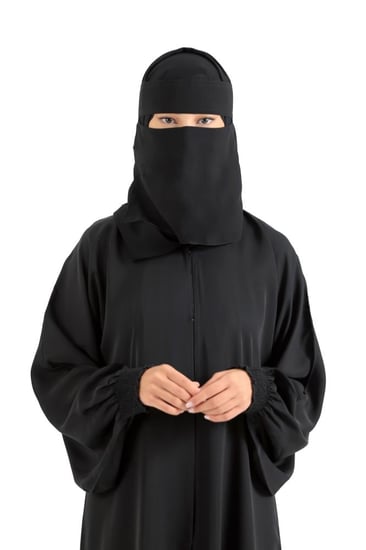 نقاب ماركة بدون اسم  مزوّد 2 مطاط مائل 2 سم وحزام مزدوج الخياطة | تصميم أنيق ومريح يوفر ثباتاً وأناقة طوال اليوم