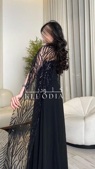 فستان سهره اسود - اكتاف مطرزه