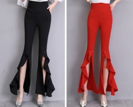 بنطلون رفيع بقصة أرجل واسعة – إطلالة مريحة وعصرية - دلعنى