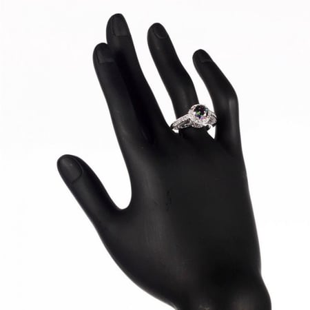 خاتم نسائي مطلي بالفضة ومزين بالزركون مقاس 7.25 أمريكي