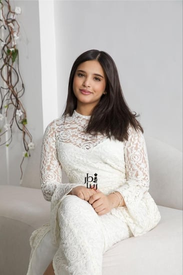 فستان دانتيل طويل بناتي سكري من كولكشن فساتين العيد