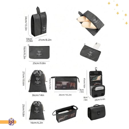 مجموعة تنظيم حقيبة السفر المتكاملة 10 قطع