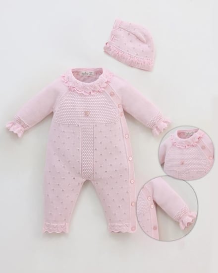 بربتوز مع قبعة مواليد بناتي من0 الى 6 شهور