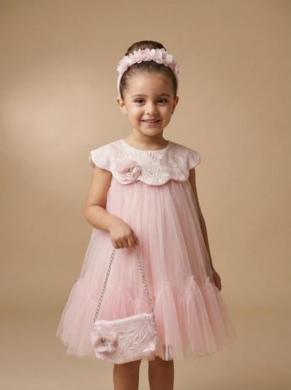فستان مع طوق وشنطه من 1 الى 5 سنوات