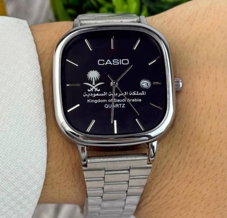 ساعة كاسيو casio LTP اسود بشعار سيفين ونخلة
