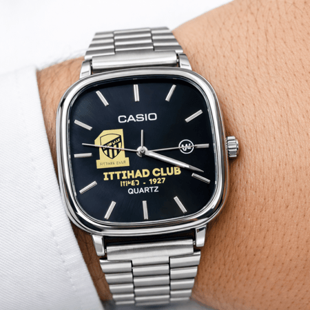ساعة كاسيو casio LTP اسود بشعار نادي الاتحاد