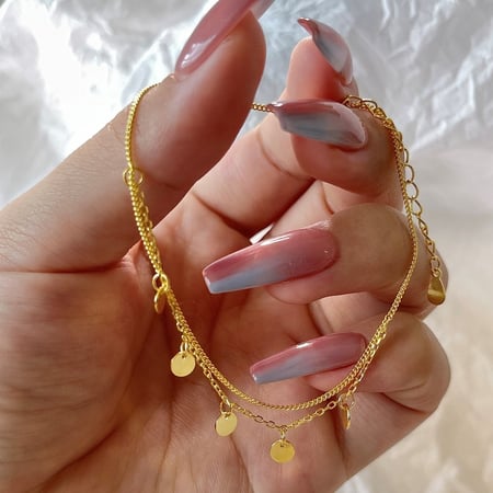 سوار ثنائي حلقات من الفضة المطلية بالذهب