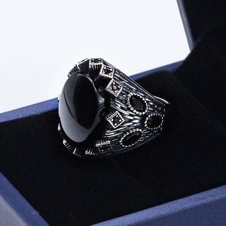 خاتم رجالي عثماني بحجر العقيق اليماني