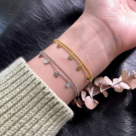 سوار ثنائي حلقات من الفضة المطلية بالذهب