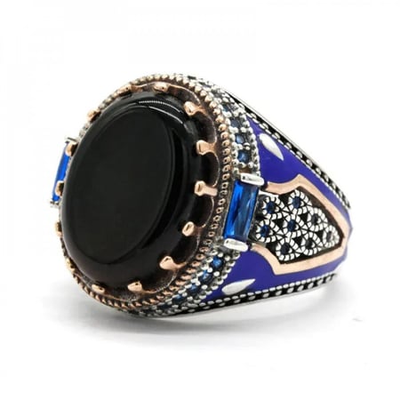 خاتم رجالي ملكي بحجر العقيق اليماني