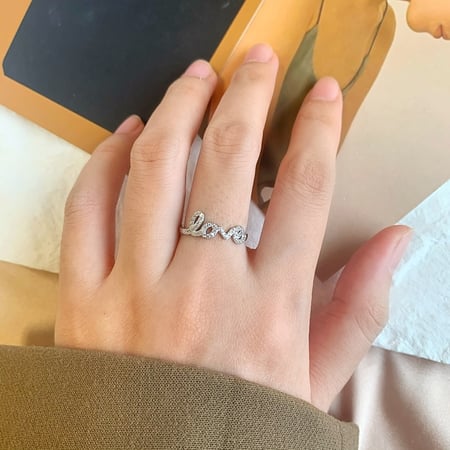 خاتم أحبك من احجار الـ CZ والفضة