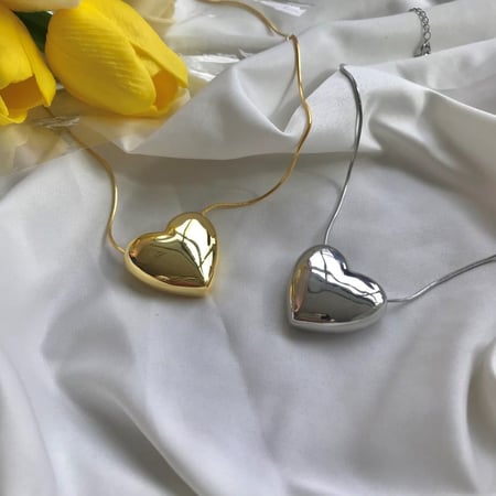 قلادة Big.Heart من الفضة المطلية بالروديوم