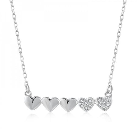 سلسال Line  Hearts  من احجار الـCZ و الفضة المطلية بالروديوم