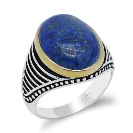 خاتم رجالي مكلي بحجر اللأزورد