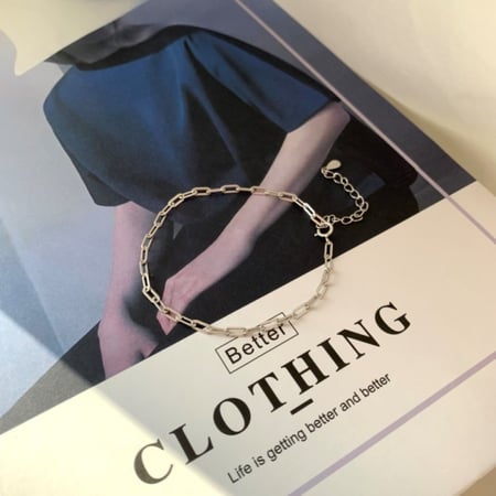 سوار سلسلة من الفضة المطلية بالروديوم