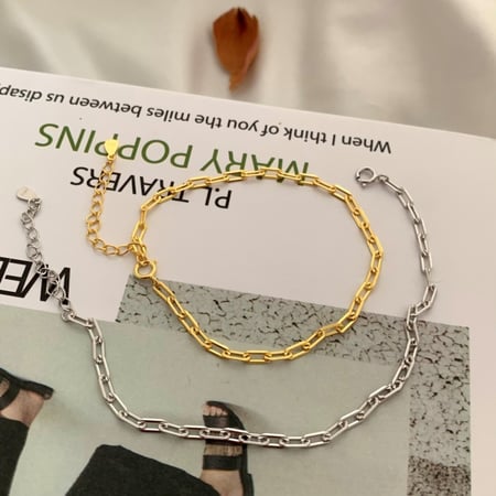 سوار سلسلة من الفضة المطلية بالروديوم