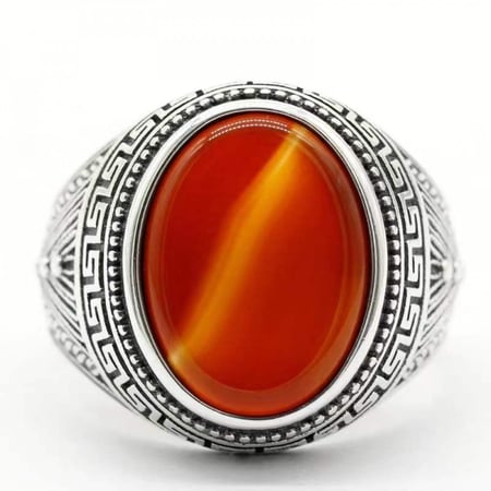 خاتم رجالي فضه بحجر العقيق