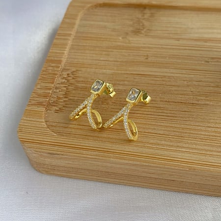 حلق دابموند كلاس من الفضة المطلية بالذهب