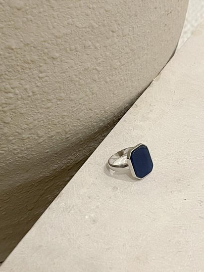 خاتم فضة عيار 925 كحلي