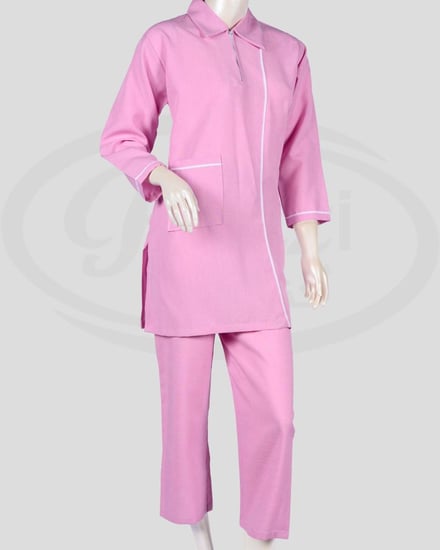 طقم زي عامله للمنزل بلون الوردي