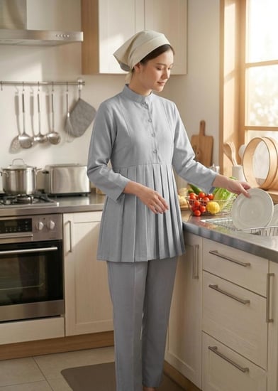 طقم يونيفورم كنزى (Kenzi) تصميم بكسرات أنيقة