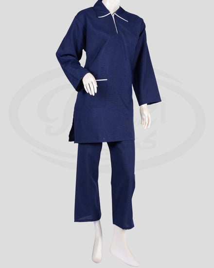 طقم زي عامله للمنزل اكمام طويله كحلي