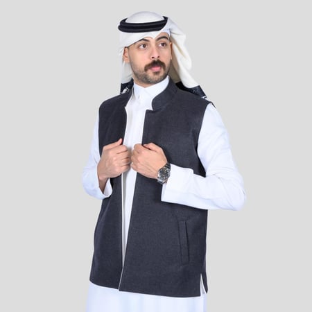 سديري رجالي دبل فيس رصاصي غامق أبيض