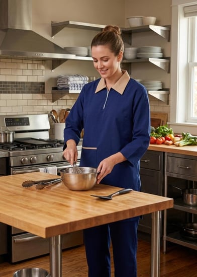 زي عاملات منزليه بياقة ملونة