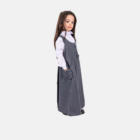 مريول روضة رصاصي مع قميص أبيض