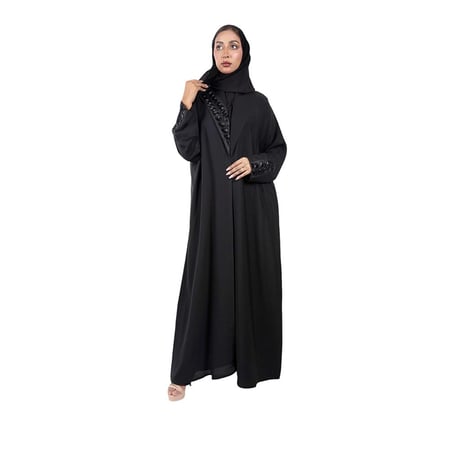 عباية رسمية كم مطرز أسود F