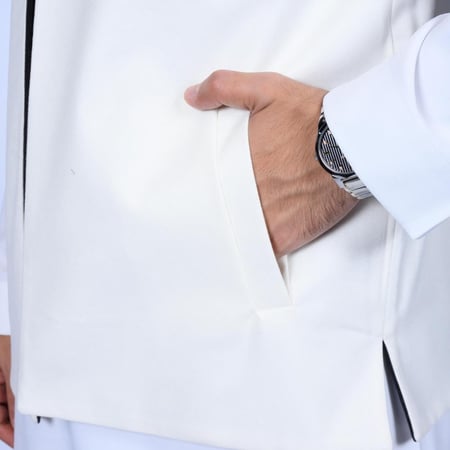 سديري رجالي دبل فيس رصاصي غامق أبيض