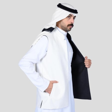 سديري رجالي دبل فيس رصاصي غامق أبيض