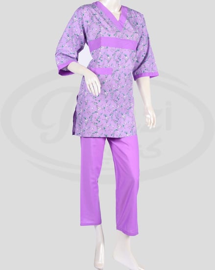 زي عامله بنفسجي مشجر