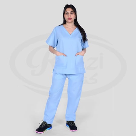 طقم سكراب طبي كنزي للجنسين لون سماوي فاتح