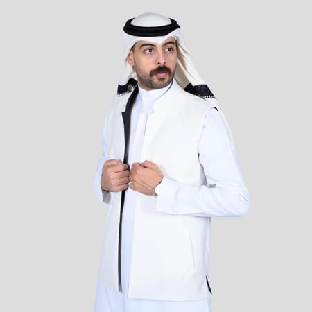 سديري رجالي دبل فيس رصاصي غامق أبيض