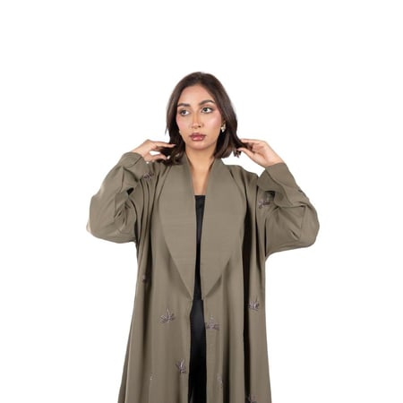 عباية بليزر زيتي مطرزة