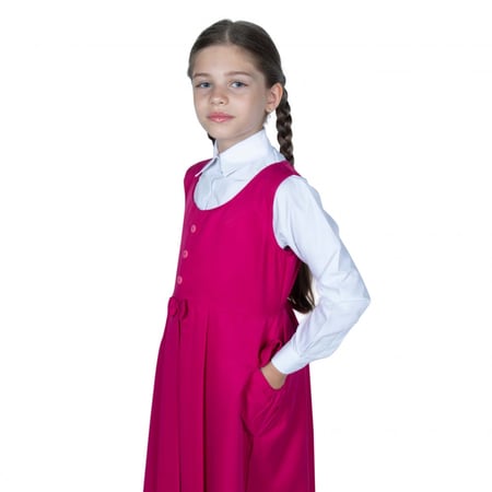 مريول مدرسي إبتدائي فوشي بربطة مع قميص أبيض