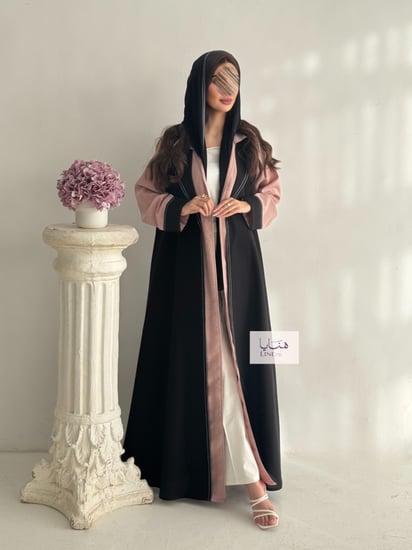 عباية نجاح قماش كتان ولنن لون لحمي