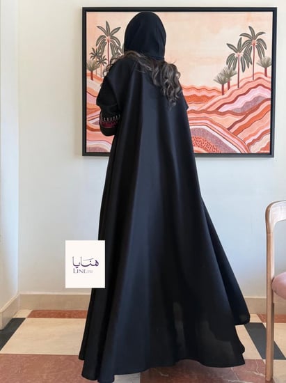 عباية سمو دبل كلوش بقماش كريب كم استريتش
