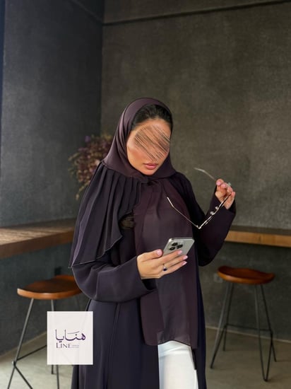 عباية كولينا دبل كلوش بقماش كريب رموش شامل طرحه كسرات ليلكي