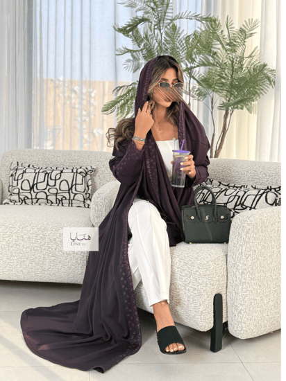 عباية تميز قماش راما لون موف