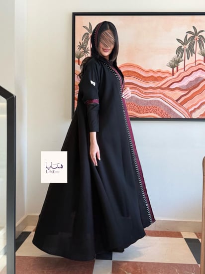 عباية سمو دبل كلوش بقماش كريب كم استريتش