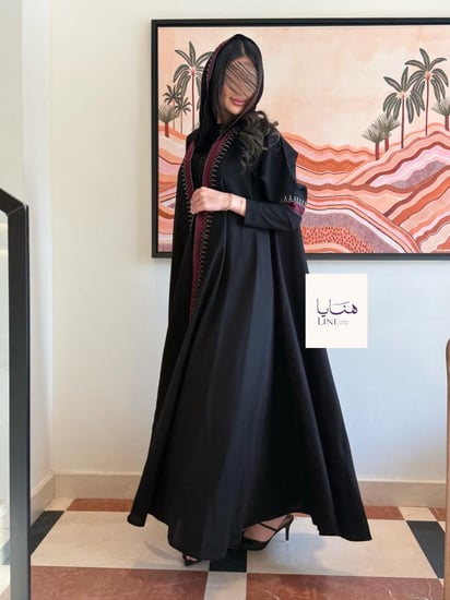 عباية سمو دبل كلوش بقماش كريب كم استريتش