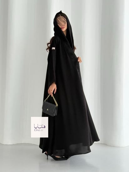 عباية رونق دبل كلوش بقماش انترنت بتطريز احترافي اسود