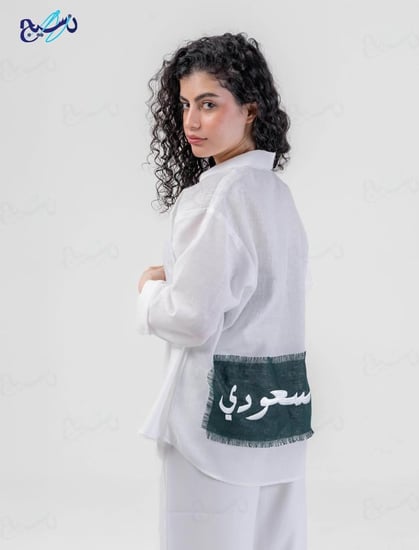 قميص كتان كم طويل