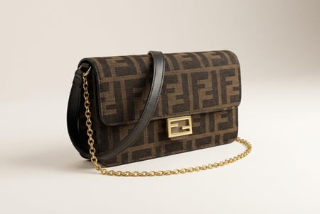 حقيبة فندي (FENDI) كلاتش بسلسلة – تصميم FF الكلاسيكي . ماستر كوالتي
